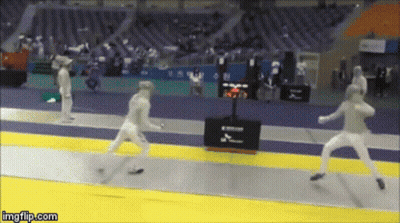 A Gif Of A Fencing Match With The Words Imgflip.com On The Bottom GIF