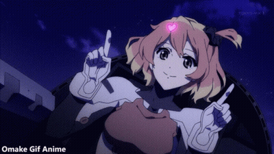 A Gif Of A Girl With A Heart On Her Head And The Words Omake Gif Anime Below Her GIF