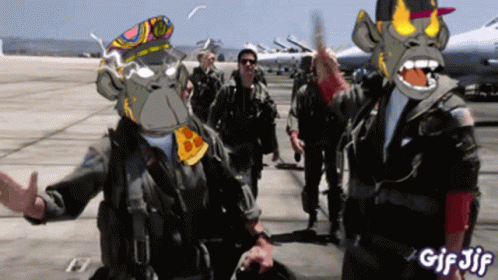 A Gif Of A Group Of Soldiers With A Gorilla On Their Head GIF