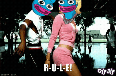 A Gif Of A Man And A Woman Dancing With The Caption R-U-L-E! GIF