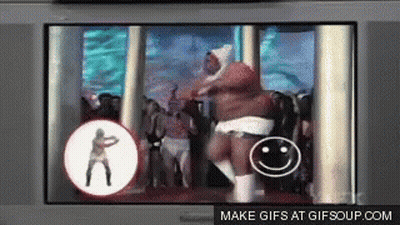 A GIF Of A Man Dancing With A Smiley Face GIF