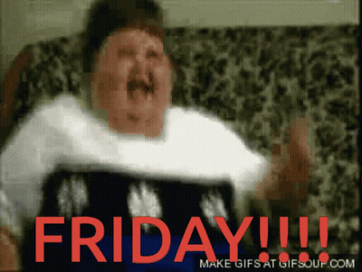 A Gif Of A Man Screaming With The Words Friday Written In Red GIF
