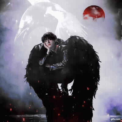 A Gif Of A Person With Angel Wings Says Bts V At The Bottom GIF