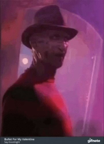 A Gif Of Freddy Krueger From Nightmare On Elm Street Is Titled Bullet For My Valentine GIF
