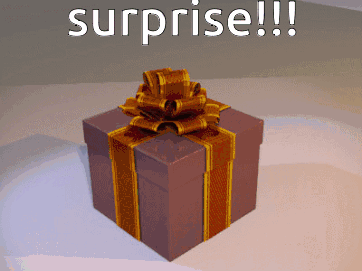 A Gift Box With A Gold Bow And Surprise Written On The Bottom GIF
