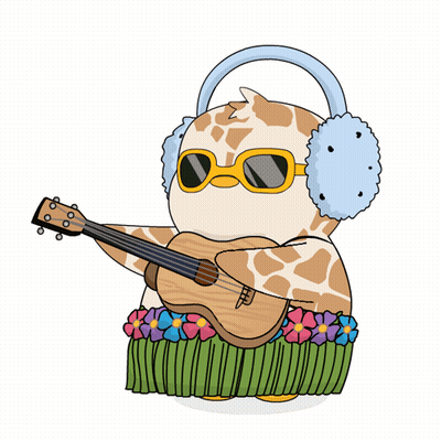 A Giraffe Wearing Sunglasses And Ear Muffs Is Playing A Guitar GIF