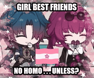 A Girl And A Boy Are Standing Next To Each Other With The Caption Girl Best Friends No Homo ... Unless GIF