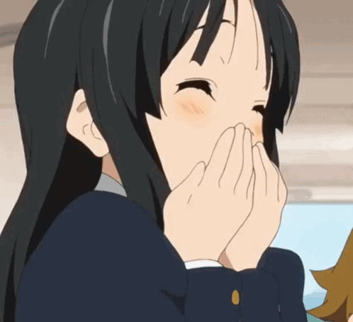 A Girl Covering Her Mouth With Her Hands And Smiling GIF