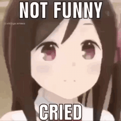 A Girl From An Anime Is Crying And Says `` Not Funny Cried '' . GIF