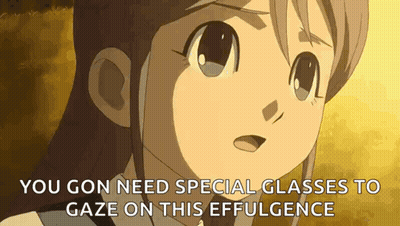 A Girl From An Anime Is Wearing Special Glasses To Gaze On This Effulgence . GIF