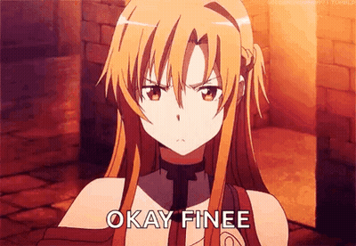 A Girl From An Anime Says Okay Finee In Front Of Her GIF
