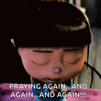 A Girl From Despicable Me Is Praying Again And Again And Again . GIF