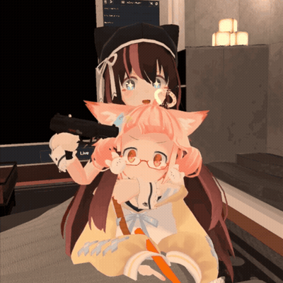 A Girl Holding A Gun Next To Another Girl With The Word Live In The Corner GIF