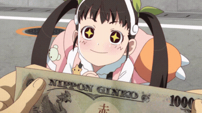 A Girl Holding A Nippon Ginko 1000 Bill GIF