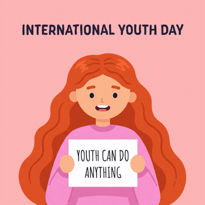 A Girl Holding A Sign That Says International Youth Day GIF