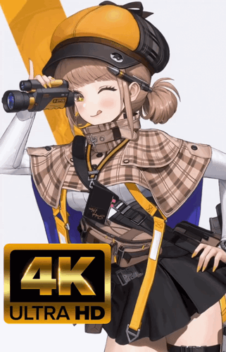 A Girl Holding Binoculars Next To A 4K Ultra Hd Banner GIF