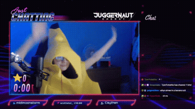 A Girl In A Banana Suit Is On A Twitch Stream GIF
