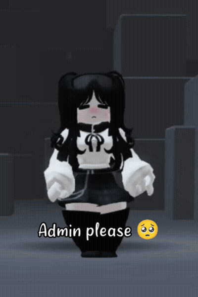 A Girl In A Black And White Outfit Is Standing Next To A Sign That Says Admin Please GIF