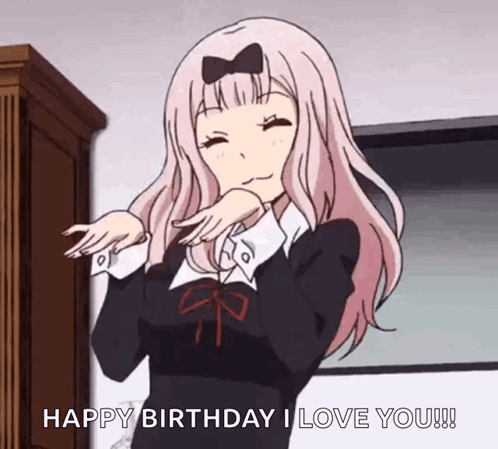 A Girl In A Black Dress Is Dancing And Saying Happy Birthday I Love You ! GIF