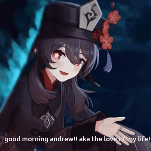 A Girl In A Black Hat Says Good Morning Andrew GIF