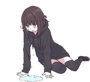 A Girl In A Black Hoodie And Black Knee High Socks Is Sitting On The Floor . Sticker