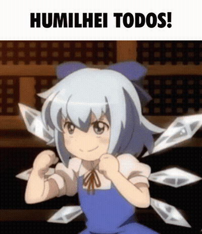 A Girl In A Blue Dress Is Flexing Her Muscles And Says Humilhei Todos . GIF