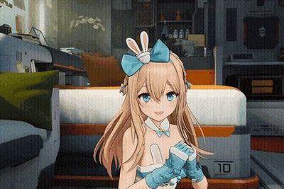 A Girl In A Bunny Costume With The Number 10 On The Side GIF