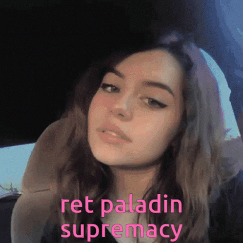 A Girl In A Car With The Words Ret Paladin Supremacy Below Her GIF