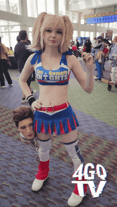 A Girl In A Cheerleader Costume With The Word Knights On The Top GIF