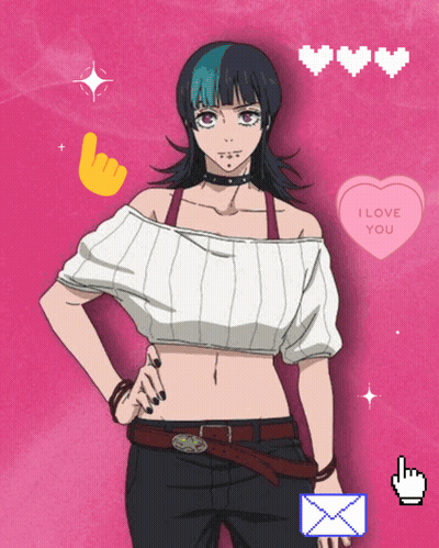 A Girl In A Crop Top With A Pink Heart That Says I Love You GIF