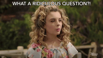 A Girl In A Floral Shirt Is Asking What A Ridiculous Question GIF