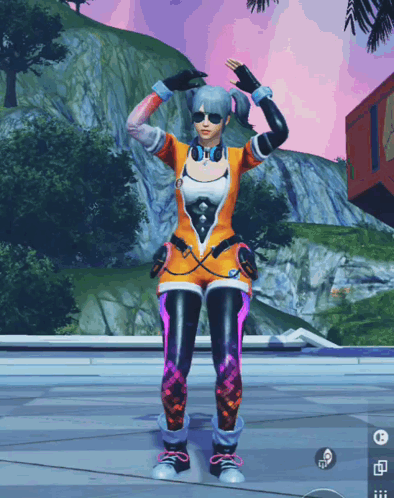 A Girl In A Futuristic Outfit With Headphones On Her Head GIF