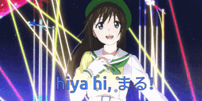 A Girl In A Green Hat Stands In Front Of A Sign That Says Hiya Hi GIF