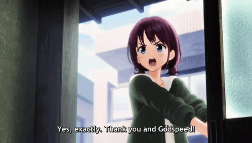 A Girl In A Green Jacket Says Yes Exactly Thank You And Godspeed GIF