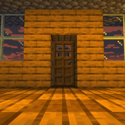 A Girl In A Green Sweater Is Standing In Front Of A Wooden Door GIF
