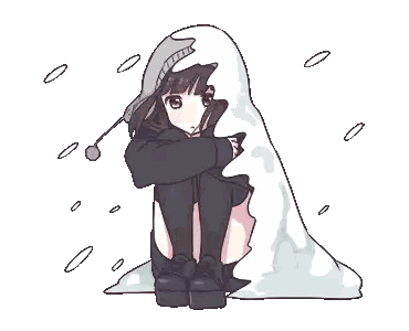 A Girl In A Hat Is Sitting Under A Blanket In The Snow Sticker