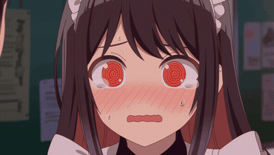 A Girl In A Maid Outfit Has A Spiral In Her Eye GIF