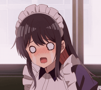 A Girl In A Maid Outfit Is Making A Funny Face GIF