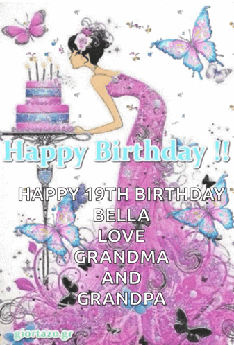 A Girl In A Pink Dress Blowing Out Candles On A Birthday Cake GIF