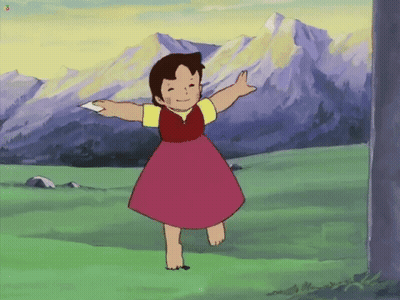 A Girl In A Pink Dress Is Dancing In A Field GIF