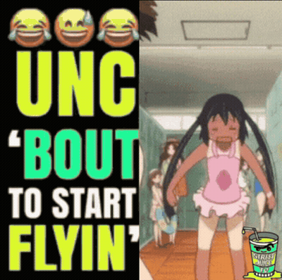A Girl In A Pink Dress Is Standing In A Hallway Next To A Sign That Says " Bout To Start Flyin " GIF