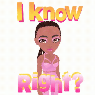 A Girl In A Pink Dress Is Standing In Front Of A Sign That Says I Know Right GIF
