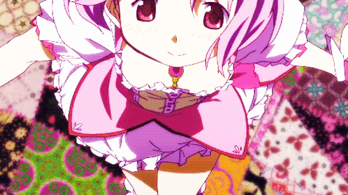 A Girl In A Pink Dress With A Necklace That Says A On It GIF