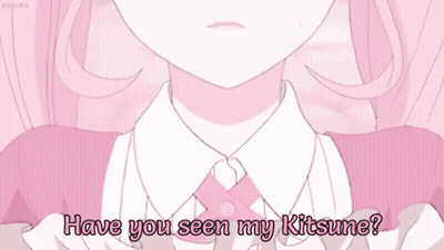 A Girl In A Pink Dress With The Words Have You Seen My Kitsune GIF