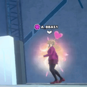 A Girl In A Pink Jacket Is Standing In Front Of A Wall With The Name A_bbas1 Above Her GIF