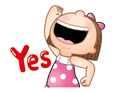 A Girl In A Pink Polka Dot Dress Is Laughing And Says Yes Sticker
