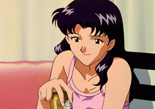 A Girl In A Pink Tank Top Is Holding A Can GIF