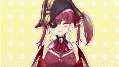 A Girl In A Pirate Outfit Is Smiling In Front Of A Yellow Background With Anchors GIF