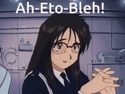 A Girl In A Police Uniform With Glasses And The Words Ah-Eto-Bleh Behind Her GIF