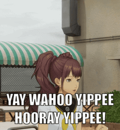 A Girl In A Ponytail Says Yay Wahoo Yippee Hooray Yippee GIF